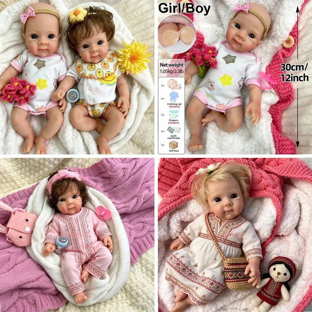 Reborn Baby Doll Silicone Realistic - 12インチシリコン製リボーンベビードール、リアルな30cm幼児ドール
