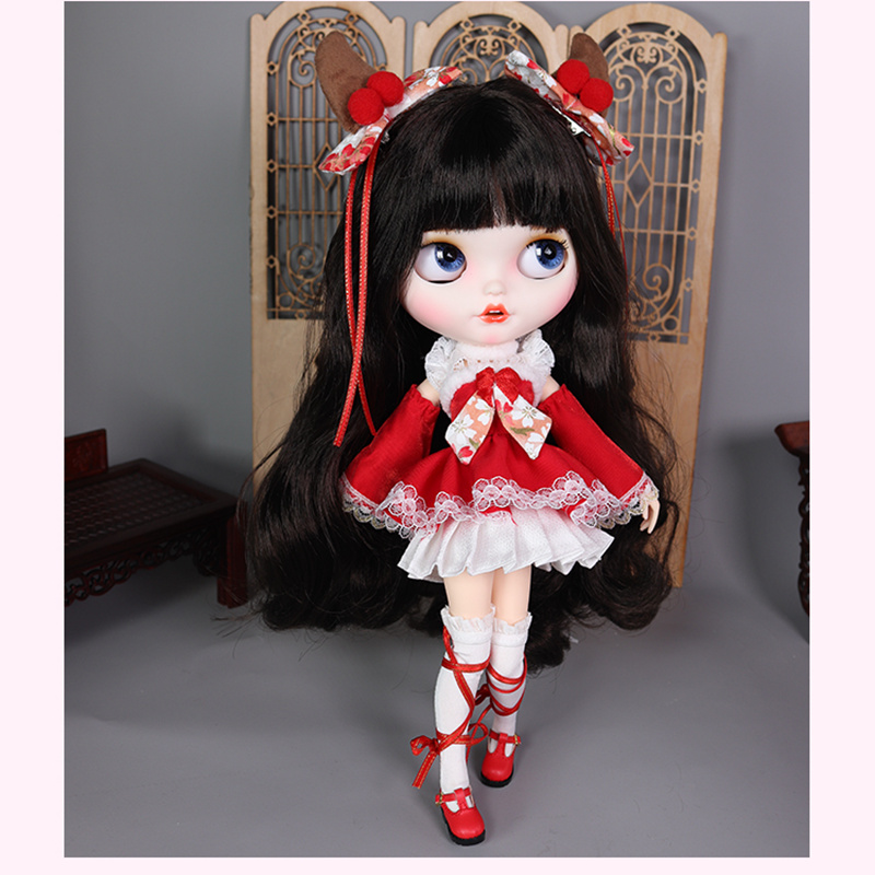 ブライス-フェイスメイク人形,顔のマットな関節人形,かわいい - Bjd Doll 1 6 Full Set With Clothes のレビューと価格