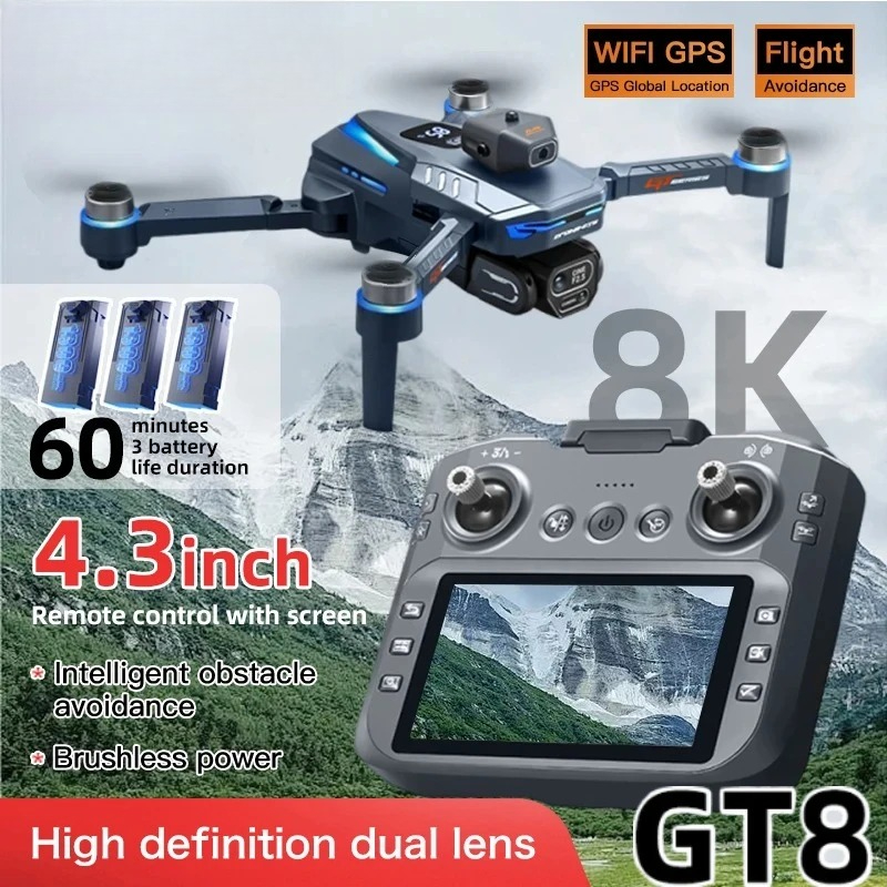 オリジナルGT8ドローン 8Kプロフェッショナルデュアルカメ - Fpv Brushless Rc Drone 4K のレビューと価格